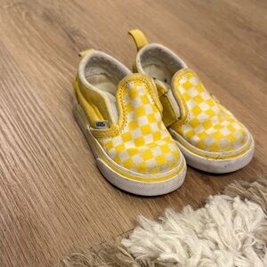 Vans Kids Yellow and White Checkered Sneakers